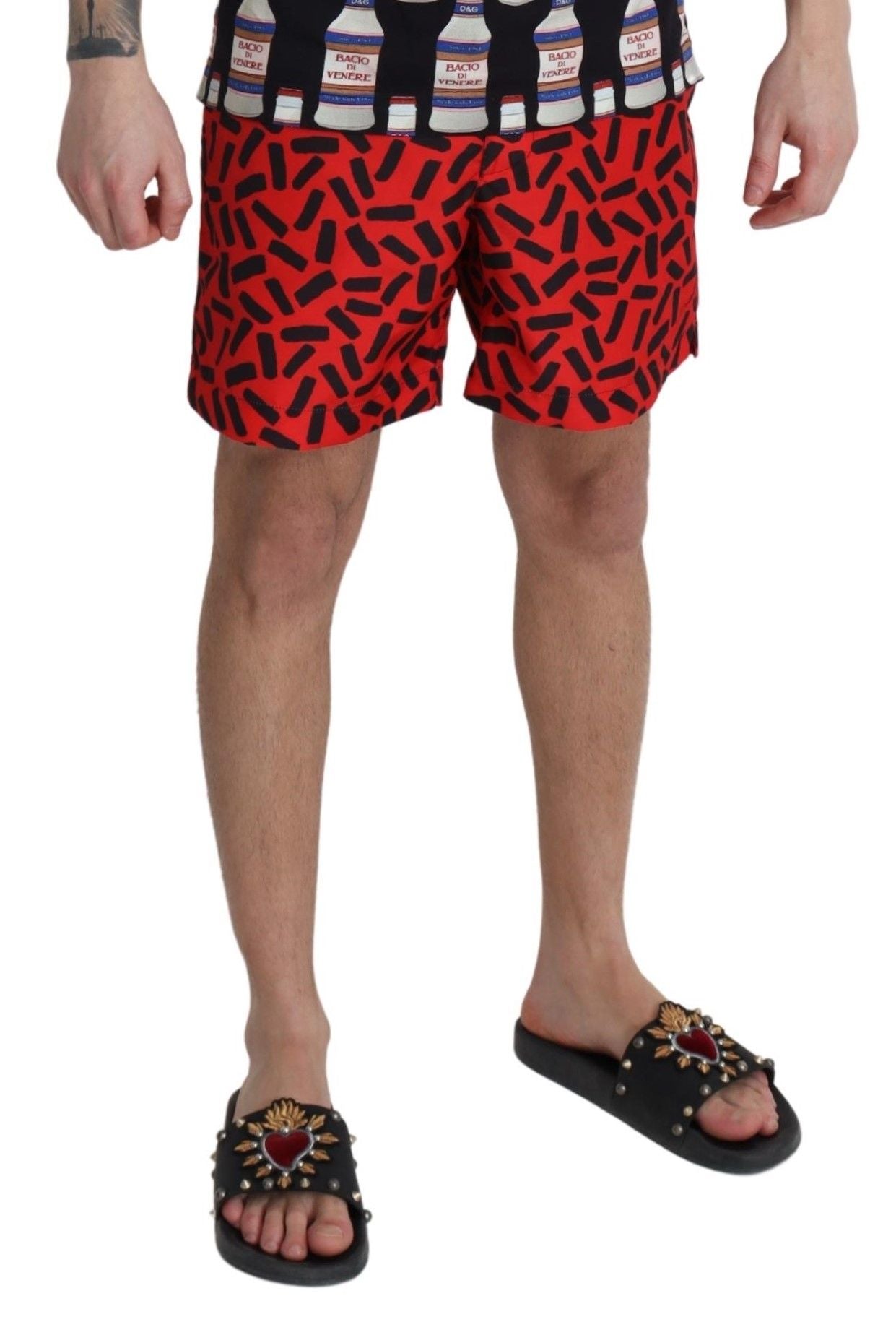 Dolce &amp; Gabbana Chic Red Swim Trunks Bokserki