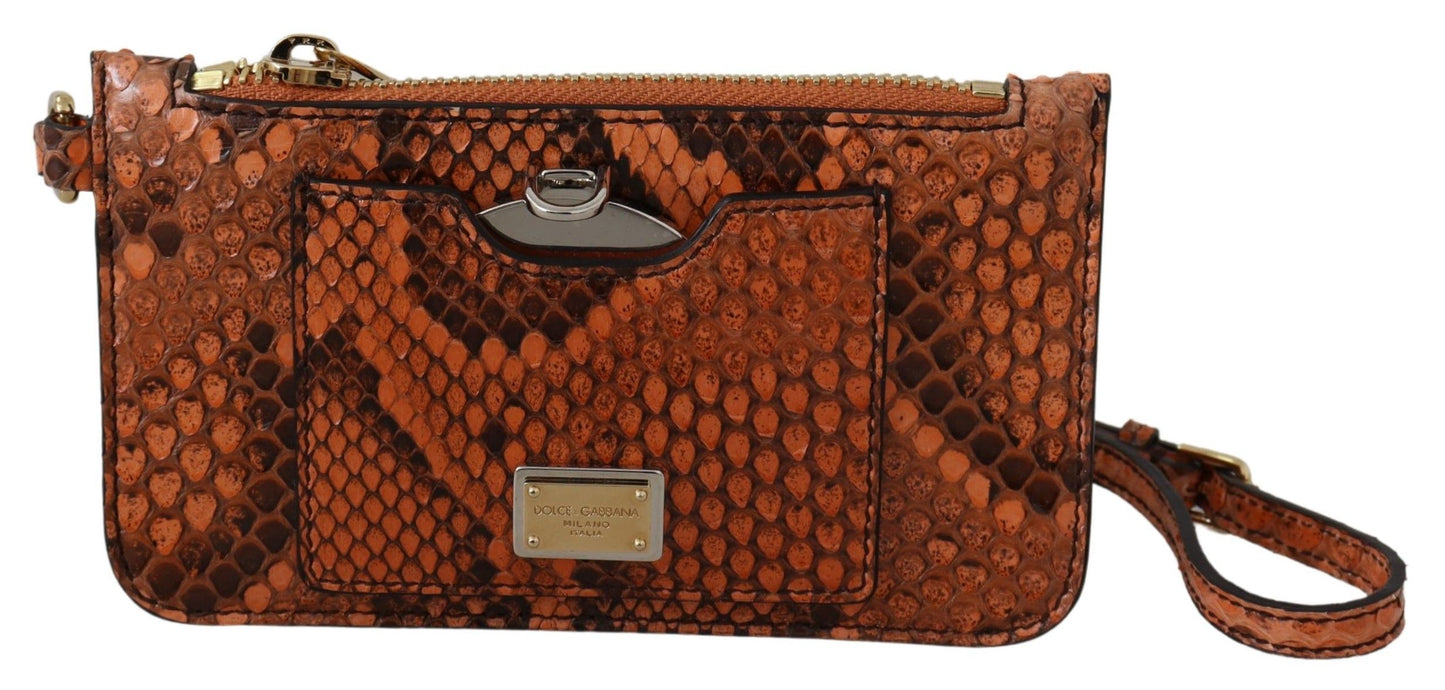 Dolce & Gabbana Elegant Python Patterned Leather Wristlet