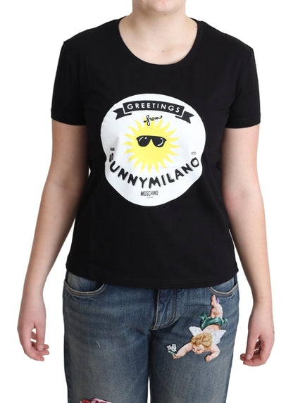 Elegancki T-shirt bawełniany Moschino z nadrukiem Milano