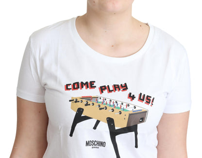 Moschino Chic Cotton Round Neck Tee with Playful Print