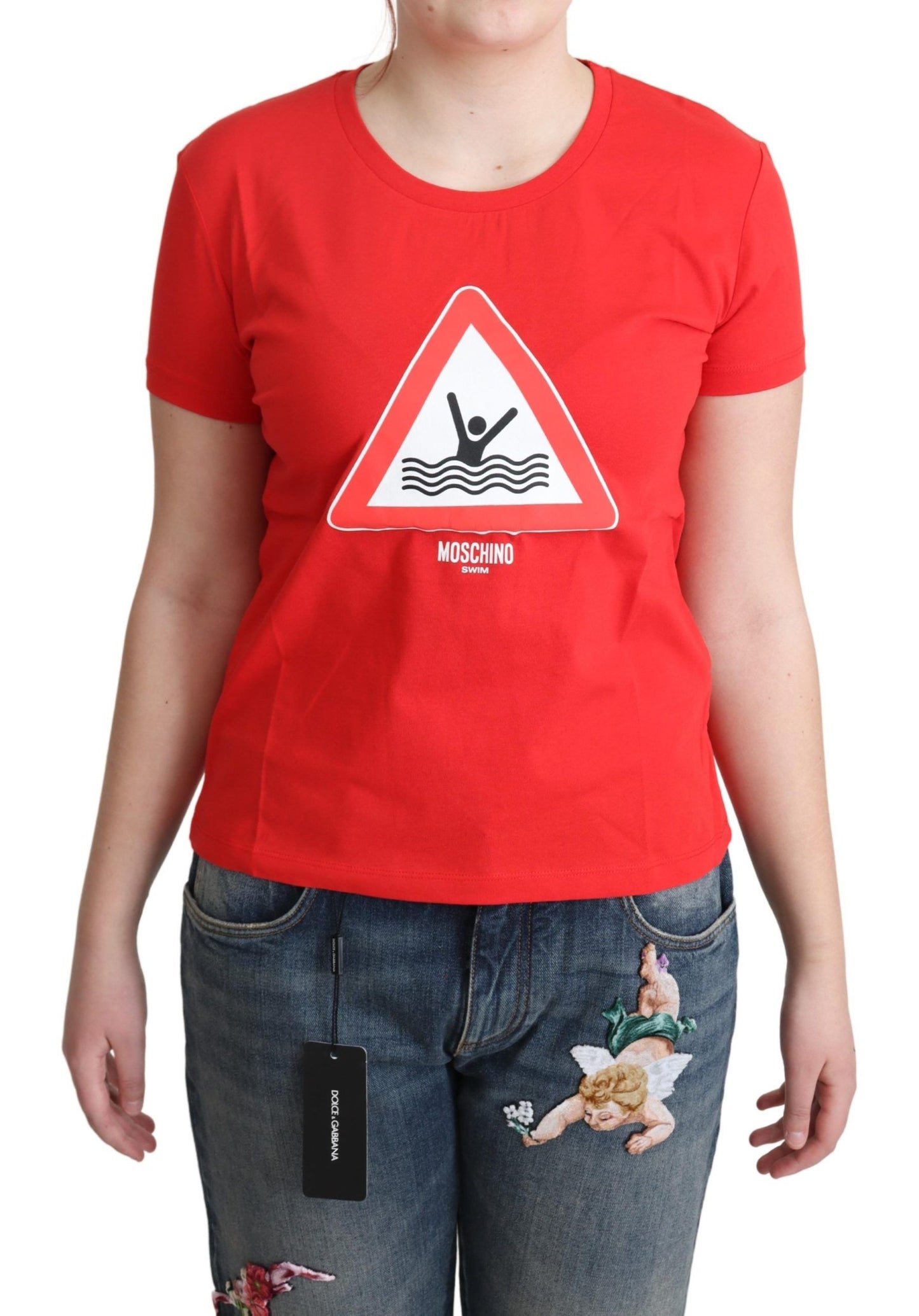 Moschino Chic Red Graphic Cotton Tee