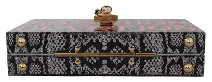 Dolce &amp; Gabbana Szara kopertówka Dolce Box z żywicy ze złotymi detalami