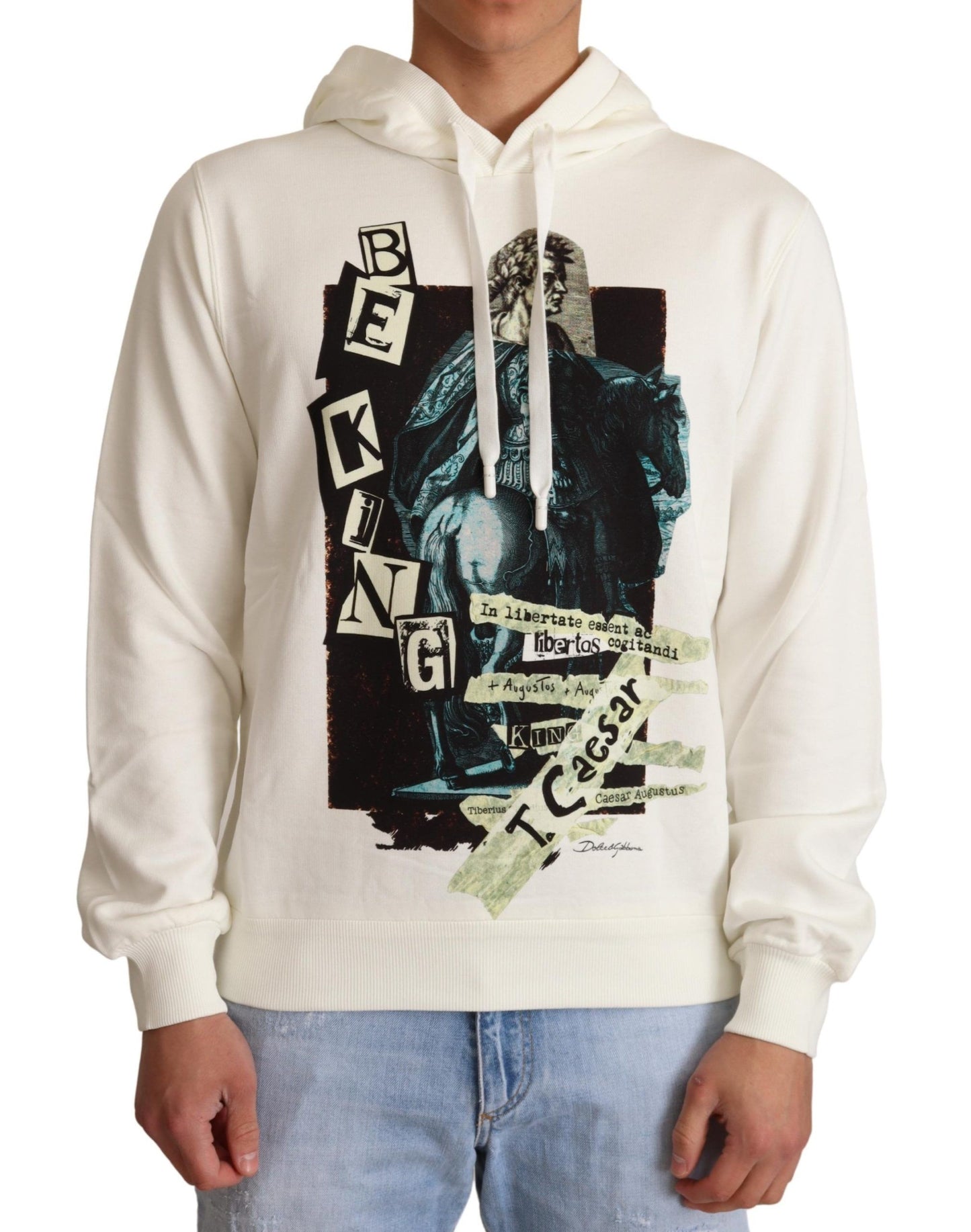 Dolce & Gabbana Regal King Motif Hooded Pullover Sweater