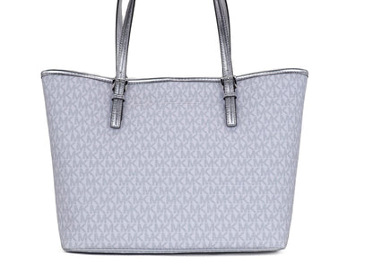 Michael Kors Jet Set Girls Print Medium Signature PVC Carryall Shoulder Tote Handbag (jasnobiały wielokolorowy)