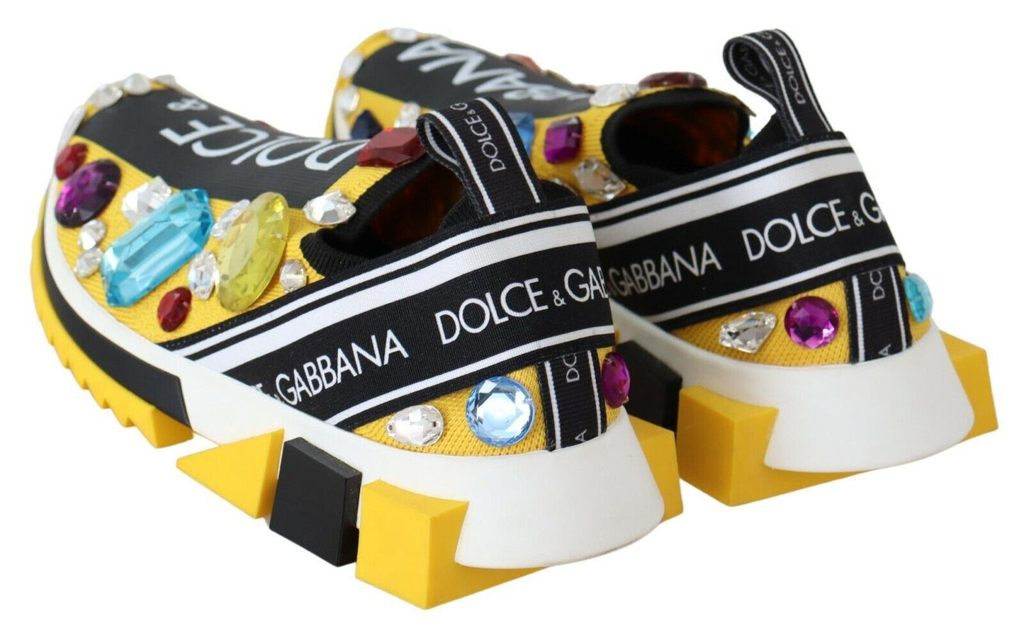 Dolce &amp; Gabbana zdobione żółte trampki Sorrento