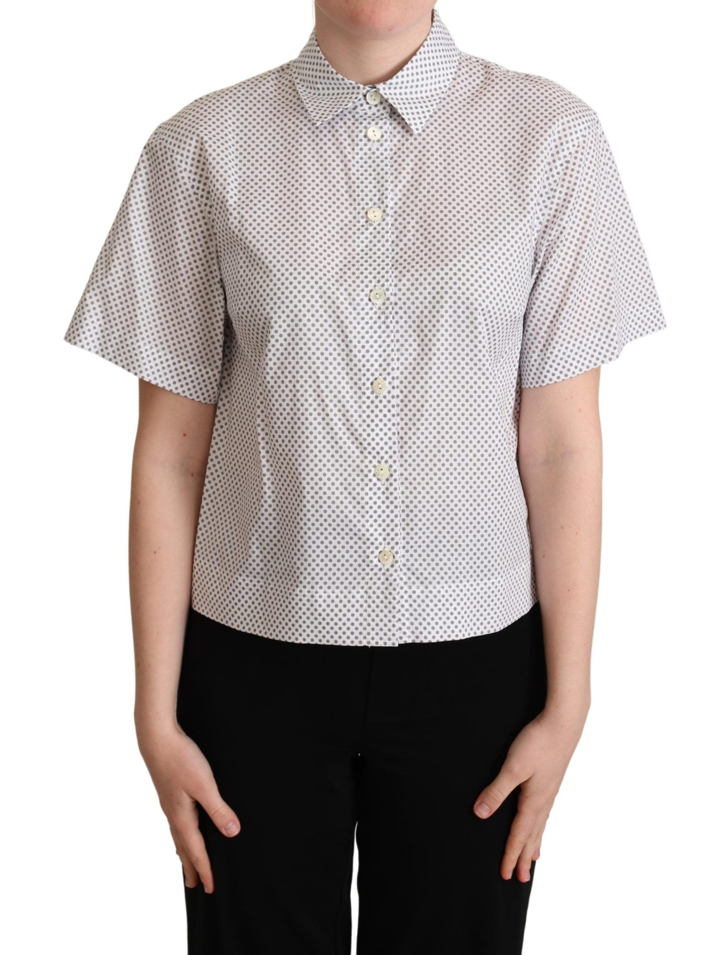 Dolce & Gabbana Chic Gray Polka Dot Short Sleeve Polo