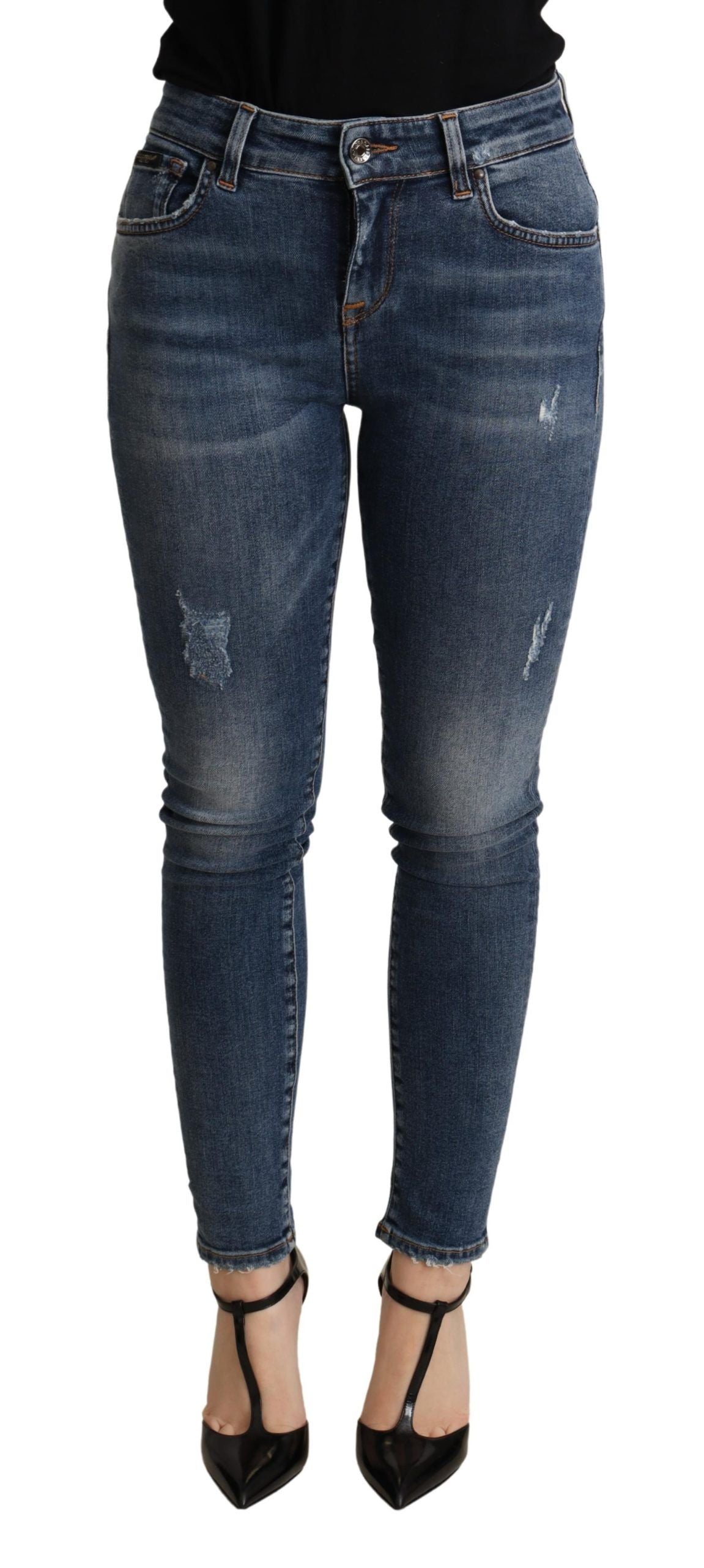 Dolce &amp; Gabbana Eleganckie Jeansy Skinny Blue ze Średnim Stanem