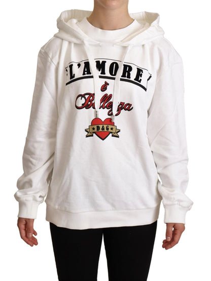 Dolce &amp; Gabbana Biały L'Amore Motive Hooded Sweter