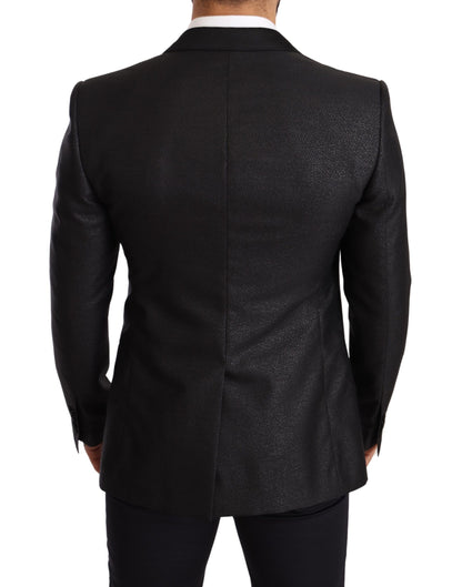 Dolce &amp; Gabbana Elegancka Czarna Metaliczna Kurtka Slim Fit Blazer