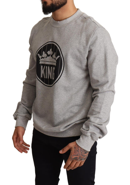 Dolce &amp; Gabbana Regal Crown Cotton Sweater - Wytworny Szary