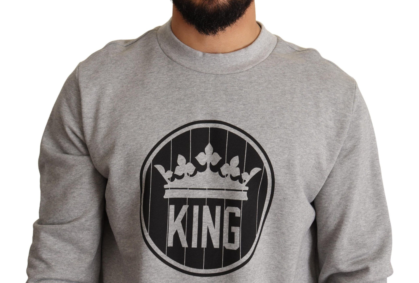 Dolce &amp; Gabbana Regal Crown Cotton Sweater - Wytworny Szary