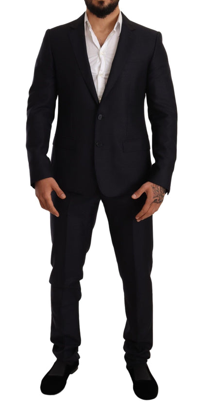 Dolce &amp; Gabbana Elegancki garnitur żakardowy Slim Fit w kolorze niebieskim