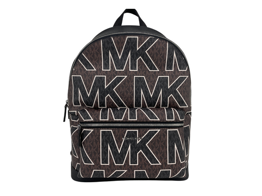 Michael Kors Cooper Duży Brązowy Podpis PVC Graficzny Logo Plecak Torba Bookbag