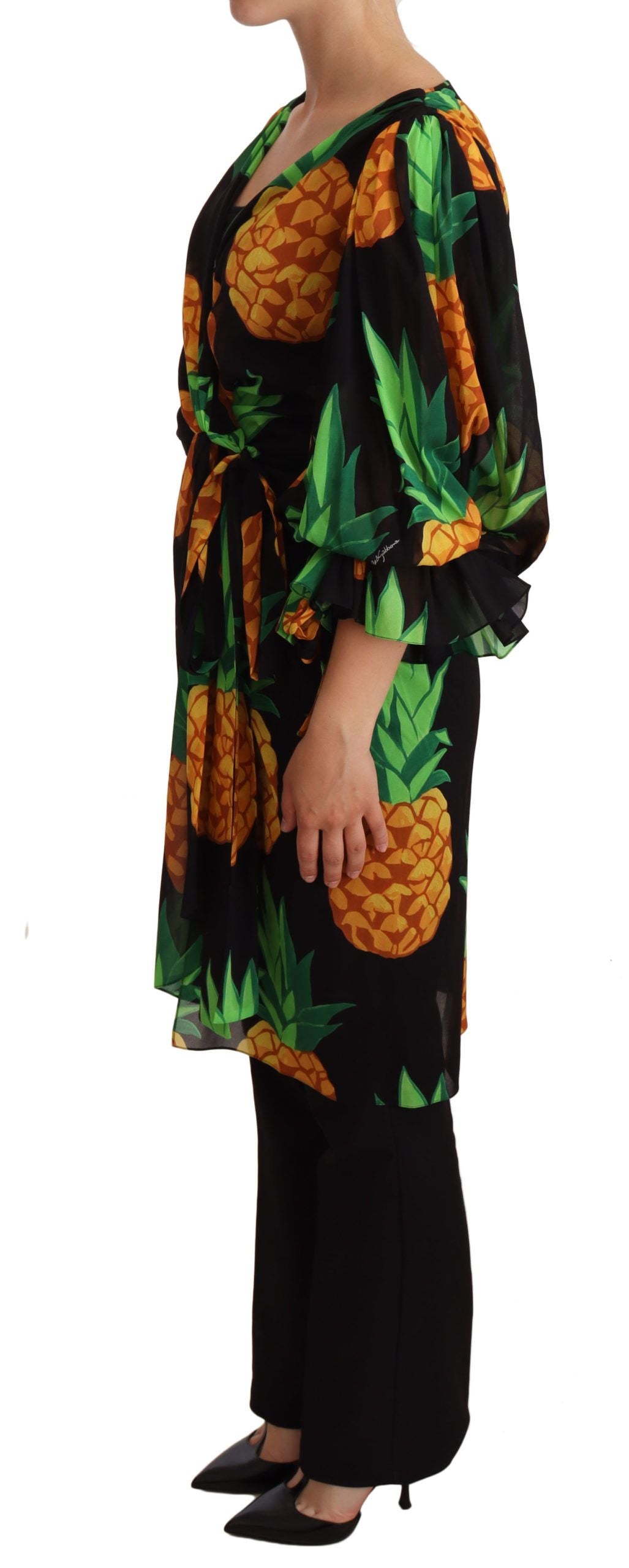 Sukienka Dolce &amp; Gabbana Vibrant Pineapple Draped Wrap