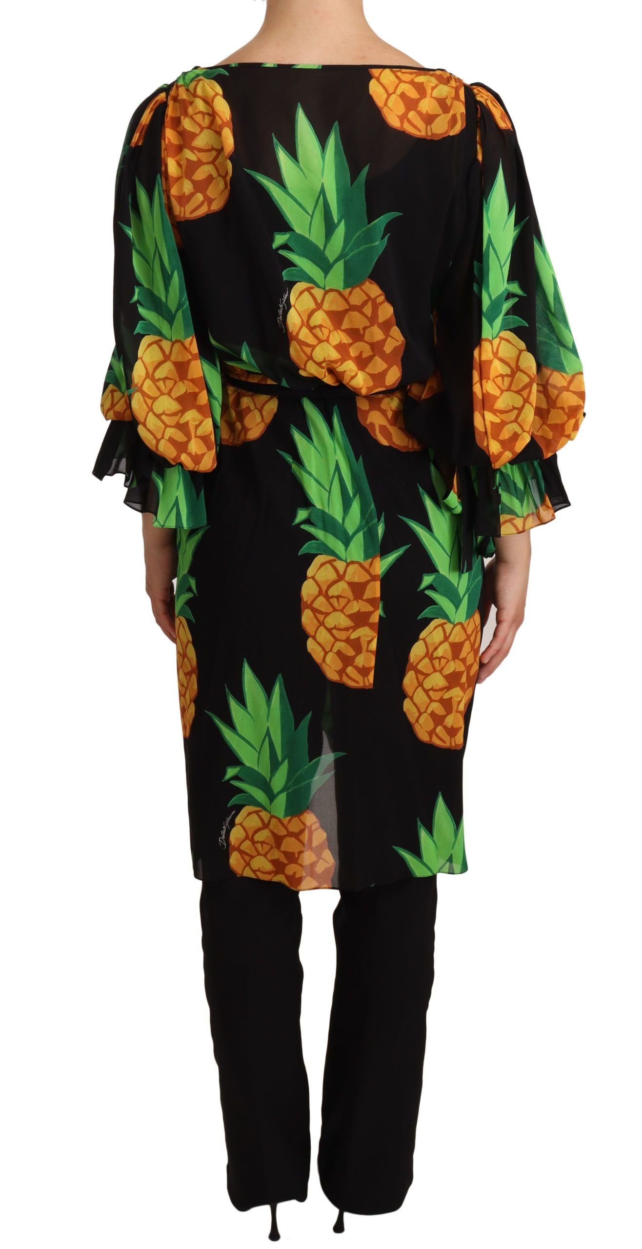 Sukienka Dolce &amp; Gabbana Vibrant Pineapple Draped Wrap