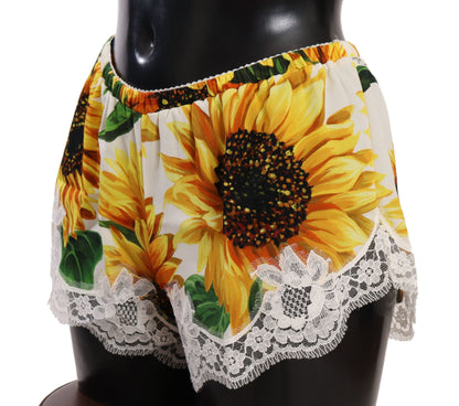 Dolce &amp; Gabbana Sunflower Lace Lingerie Shorts - Mieszanka jedwabiu