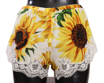 Dolce &amp; Gabbana Sunflower Lace Lingerie Shorts - Mieszanka jedwabiu