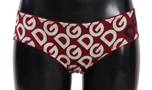 Dolce &amp; Gabbana Chic Maroon White Logo Swim Bottoms