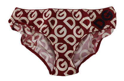 Dolce &amp; Gabbana Chic Maroon White Logo Swim Bottoms