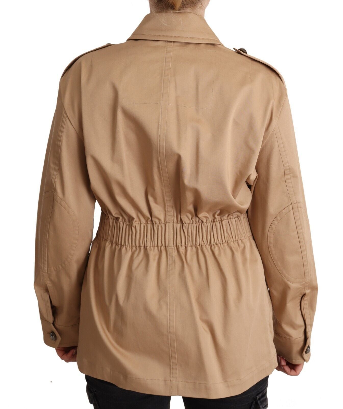 Dolce &amp; Gabbana Chic Beige Button Down Coat z ozdobami