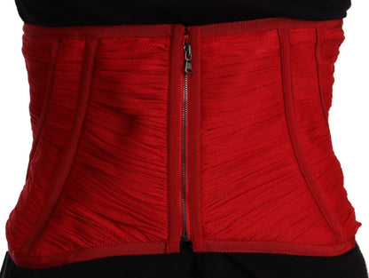 Dolce & Gabbana Elegant Red Silk Corset Belt Top