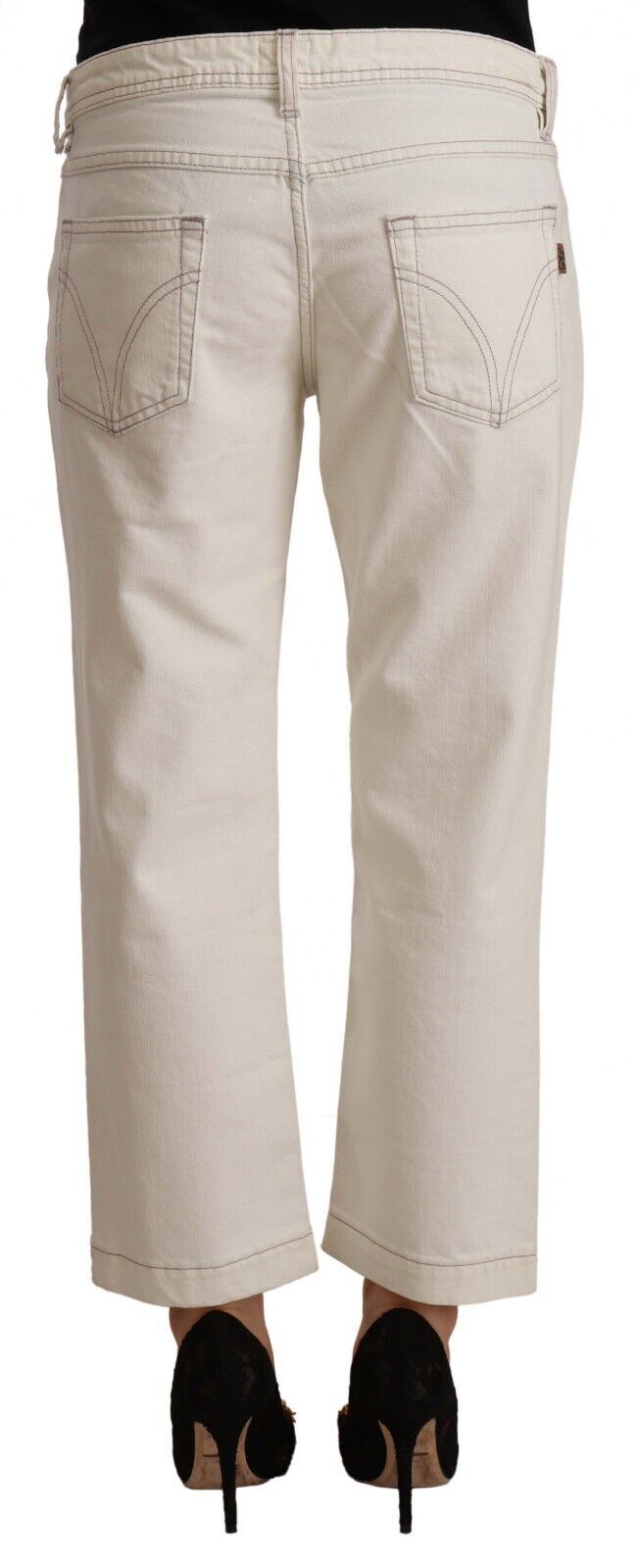 Dolce &amp; Gabbana Chic Off-White Cropped Jeans - Must-Have dla fashionistki