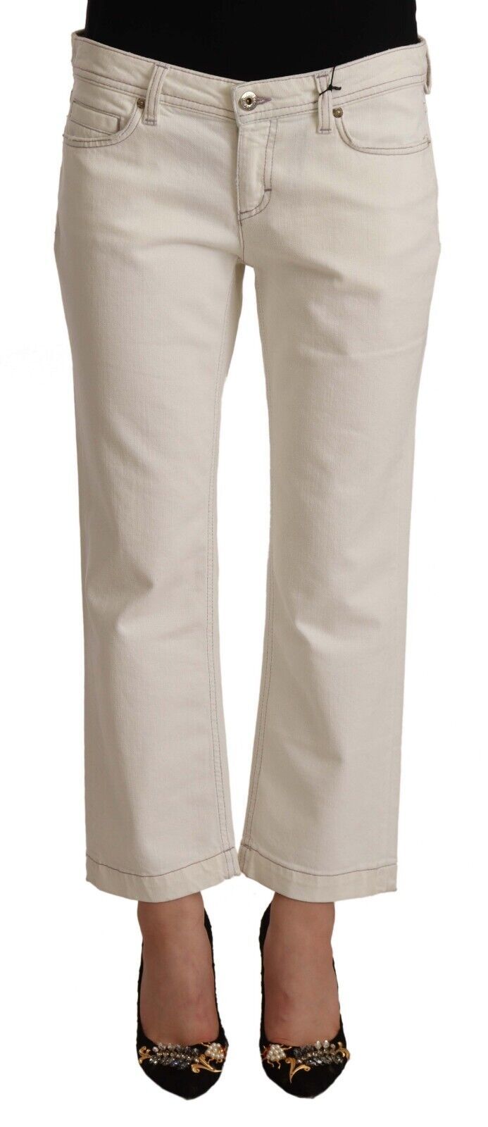 Dolce &amp; Gabbana Chic Off-White Cropped Jeans - Must-Have dla fashionistki