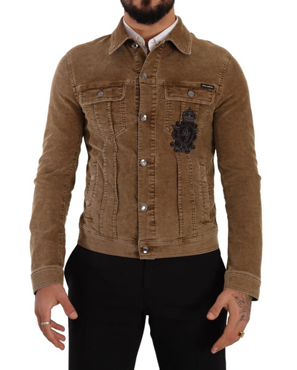 Dolce & Gabbana Elegant Corduroy Logo Jacket