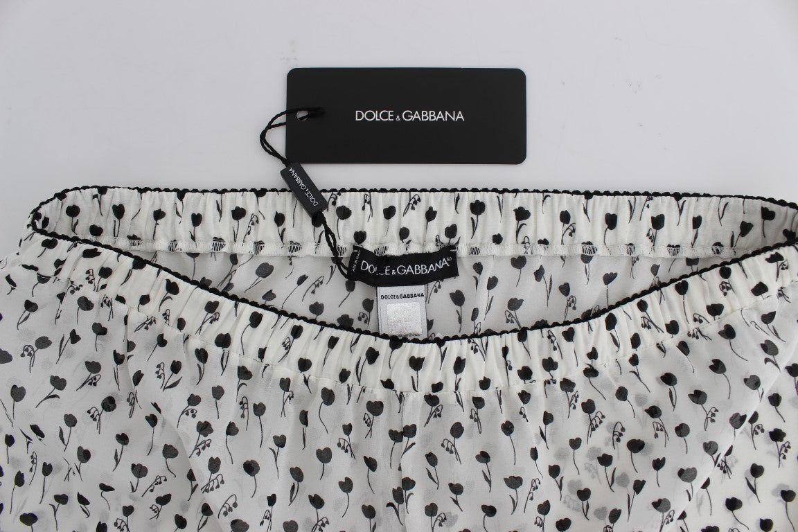 Dolce &amp; Gabbana Eleganckie jedwabne koronkowe spodenki do spania