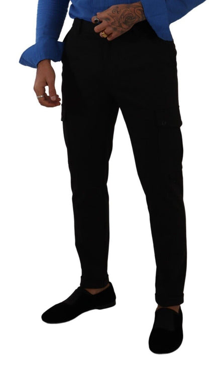 Dolce &amp; Gabbana Eleganckie Czarne Spodnie Cargo Slim Fit