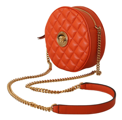 Elegancka okrągła torebka typu crossbody ze skóry nappa Versace