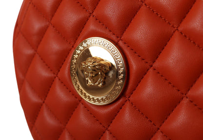 Elegancka okrągła torebka typu crossbody ze skóry nappa Versace