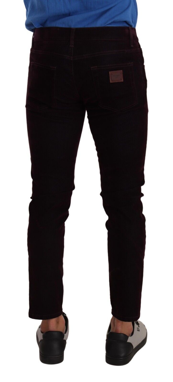 Dolce &amp; Gabbana Eleganckie Burgundowe Jeansy Slim Fit