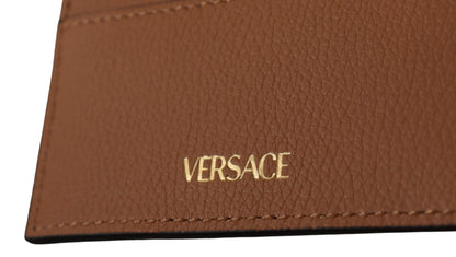 Eleganckie etui na karty ze skóry cielęcej Versace Medusa