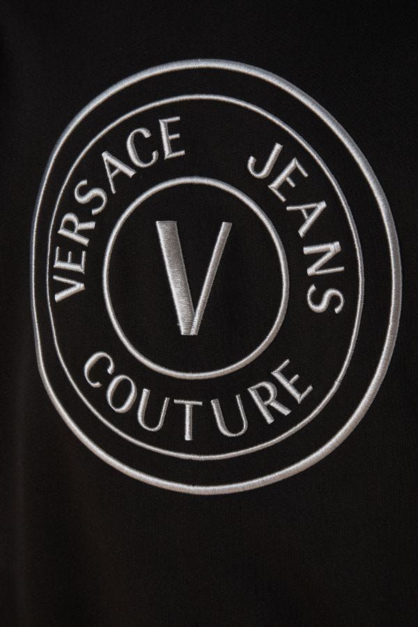 Versace Jeans Oszałamiająca Czarna Bawełniana Bluza Z Kapturem