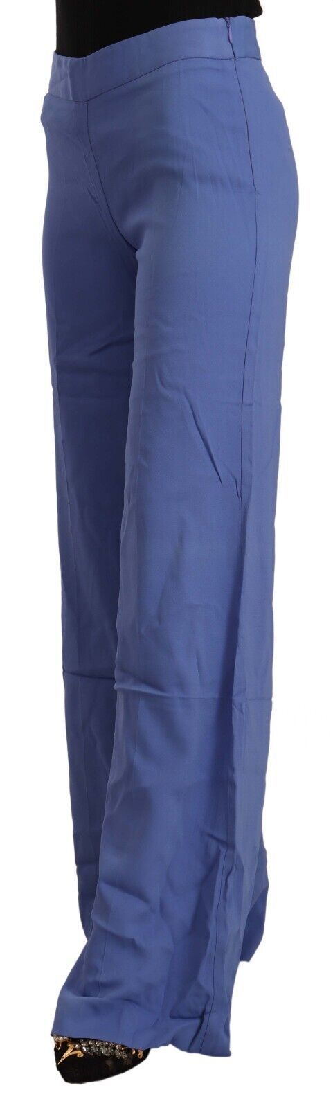 Spodnie PAROSH Chic Wide-Leg High Waist Blue w kolorze niebieskim