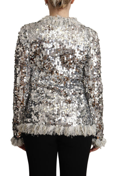 Dolce &amp; Gabbana Chic Silver Sequin Jacket Coat