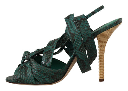 Dolce &amp; Gabbana Eleganckie Zielone Szpilki z Paskami Python