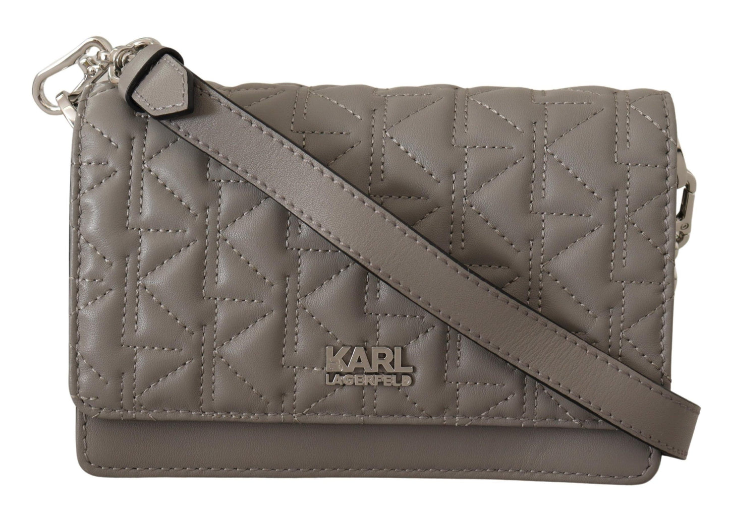 Karl Lagerfeld Elegancka Szara Skórzana Torba Crossbody