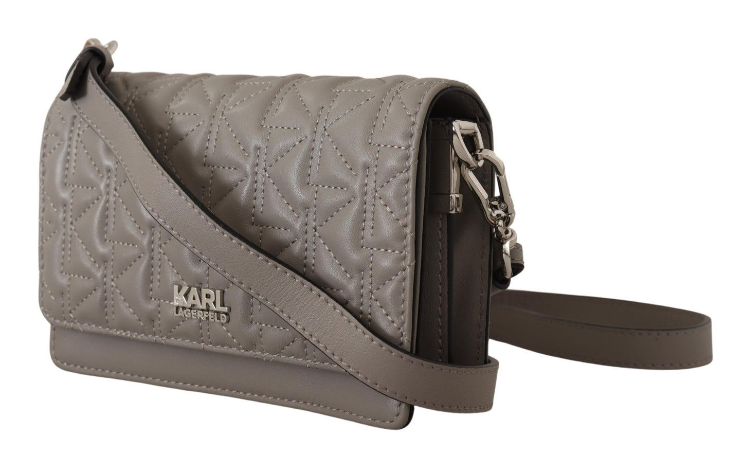 Karl Lagerfeld Elegancka Szara Skórzana Torba Crossbody