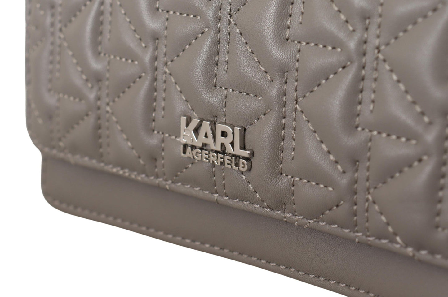 Karl Lagerfeld Elegancka Szara Skórzana Torba Crossbody