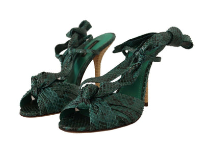 Dolce & Gabbana Emerald Exotic Leather Heeled Sandals