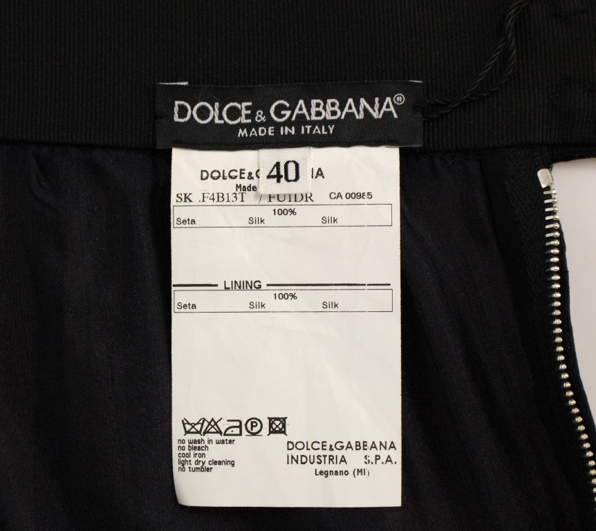 Dolce &amp; Gabbana Elegancka Jedwabna Czarna Spódnica Wieczorowa