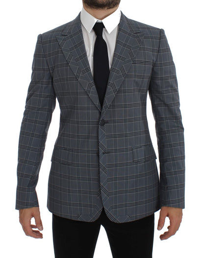 Dolce &amp; Gabbana Elegancka niebieska kratka Slim Fit Blazer