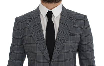 Dolce &amp; Gabbana Elegancka niebieska kratka Slim Fit Blazer