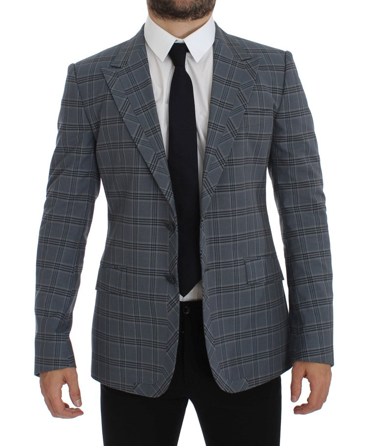 Dolce &amp; Gabbana Elegancka niebieska kratka Slim Fit Blazer