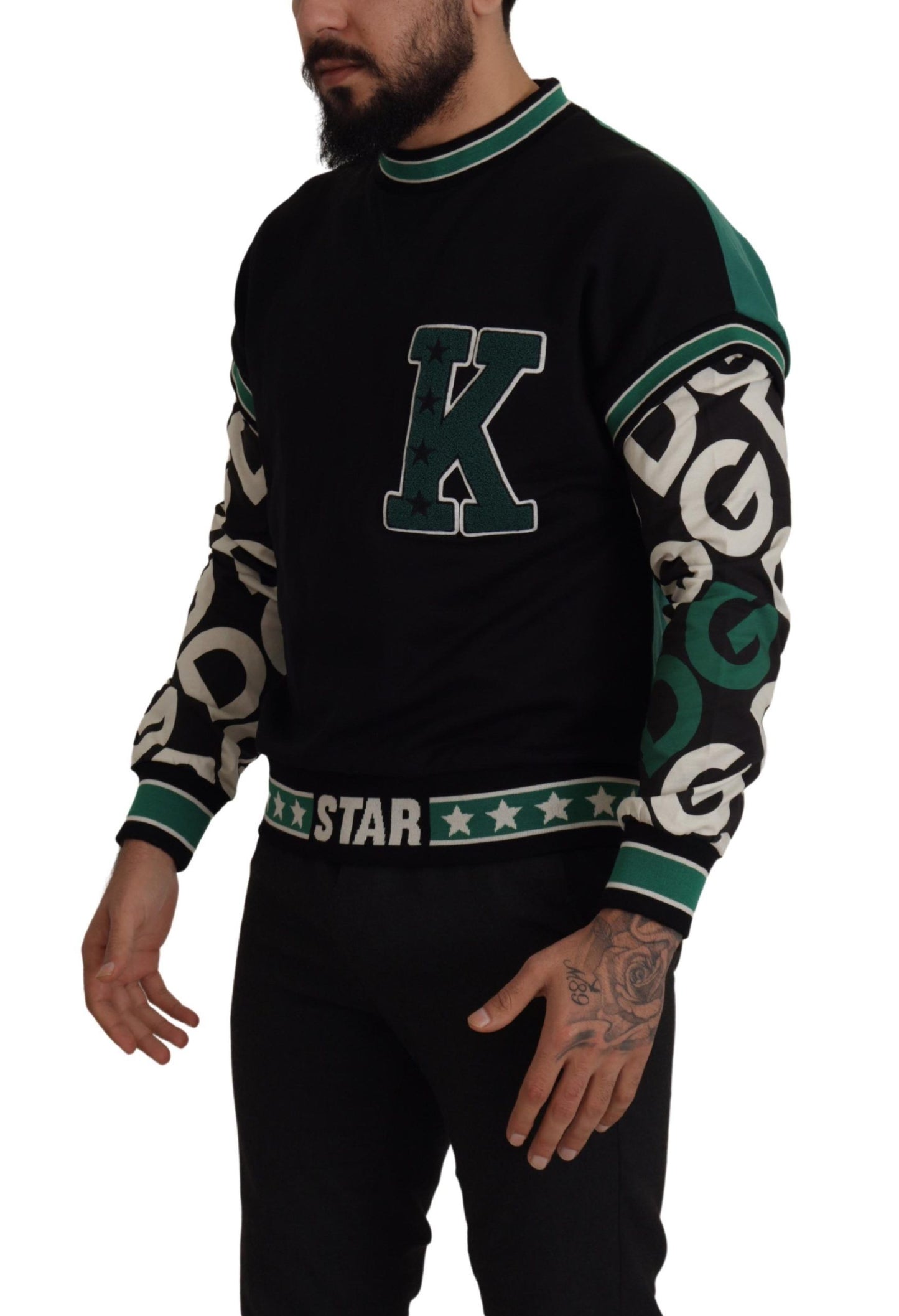 Regal Crewneck Pullover Sweater - Czarny i Zielony