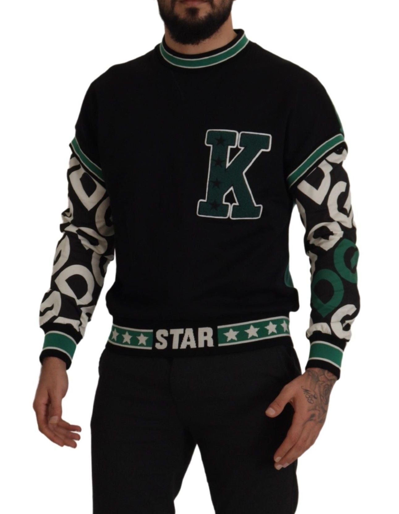 Regal Crewneck Pullover Sweater - Czarny i Zielony