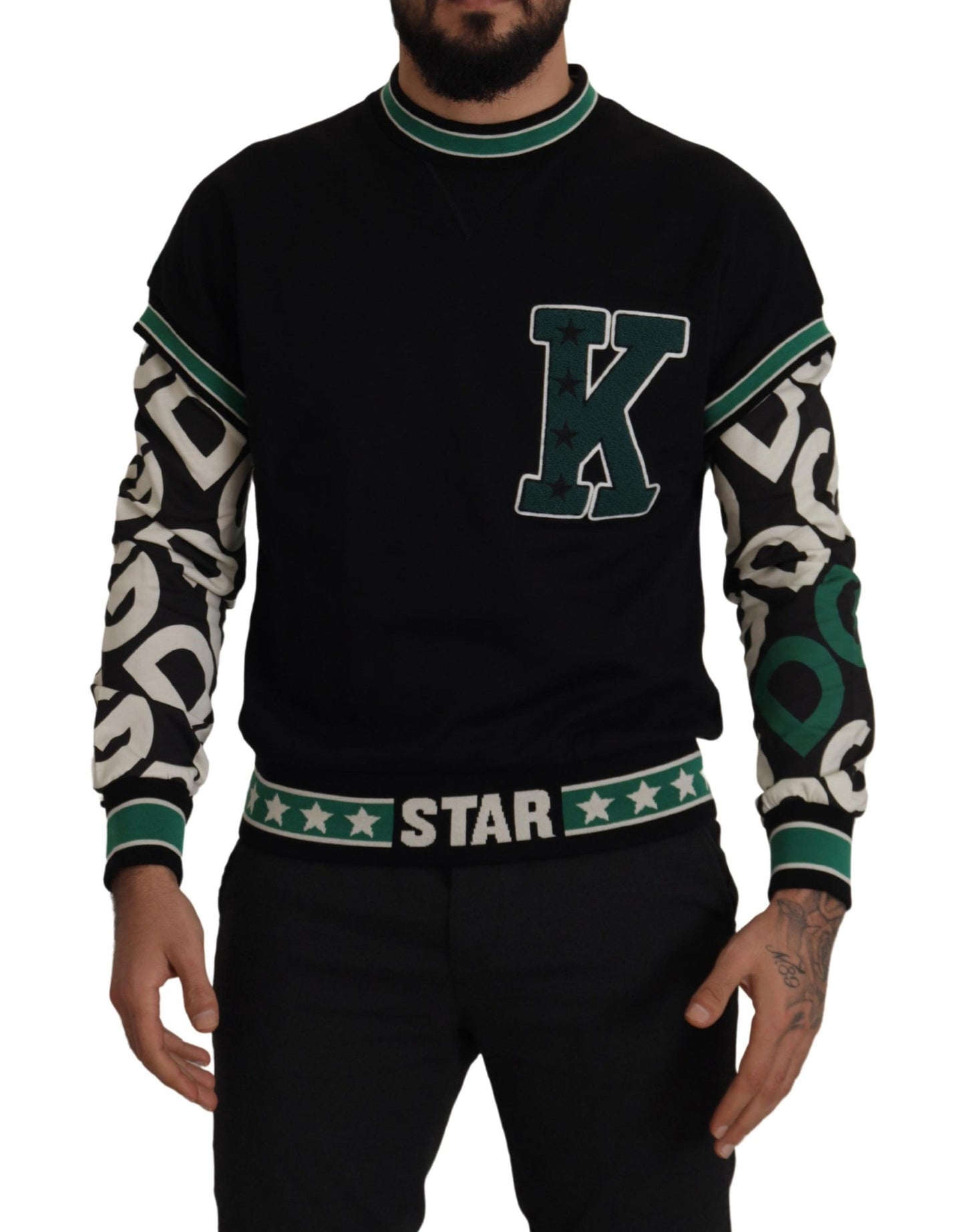 Regal Crewneck Pullover Sweater - Czarny i Zielony