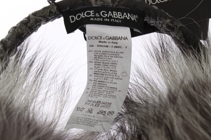 Dolce &amp; Gabbana Eleganckie nauszniki z futra i kryształków